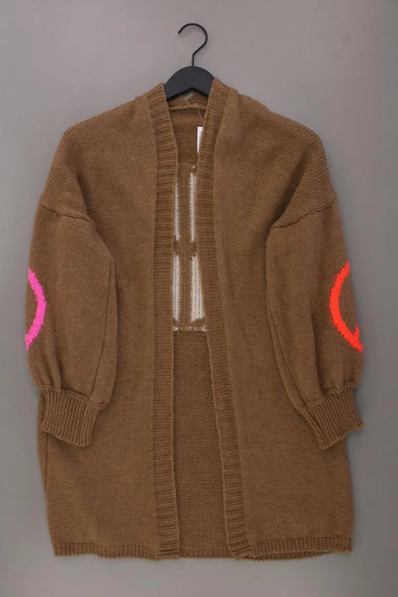 Strickjacke mit Peace Zeichen Gr. OneSize Langarm braun aus Polyacryl