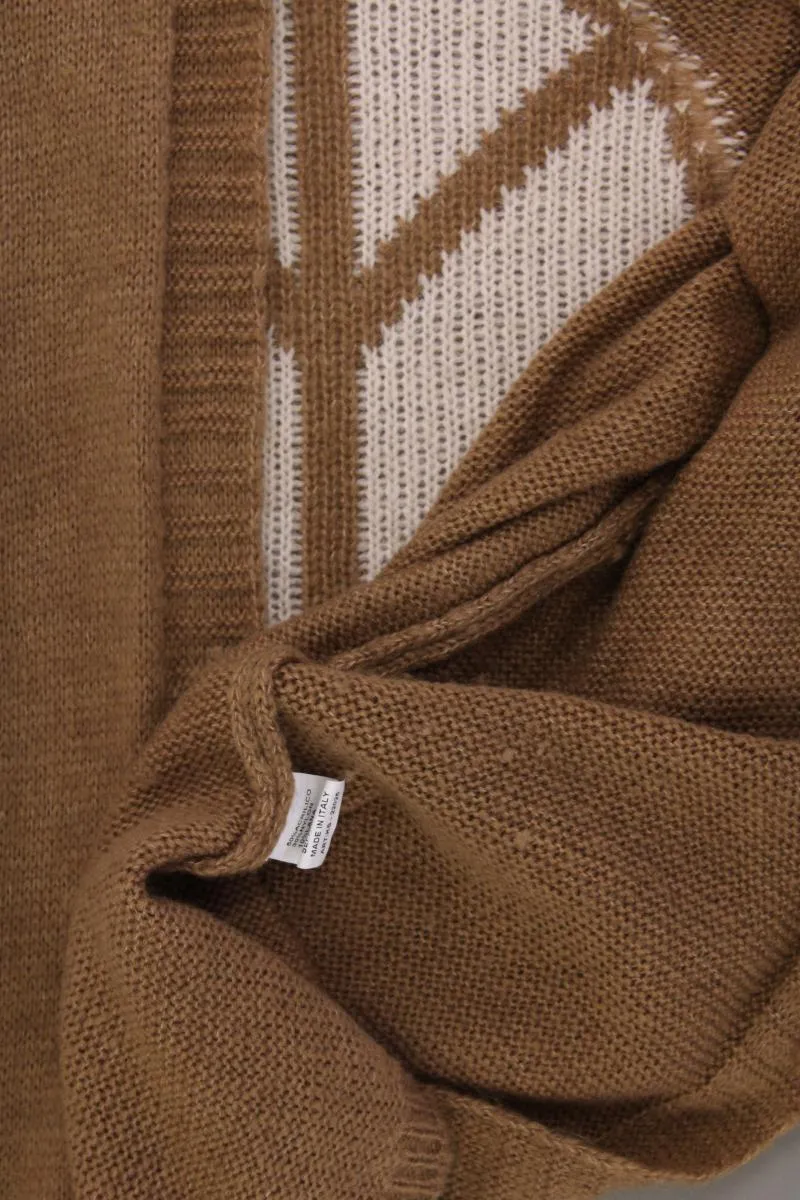 Strickjacke mit Peace Zeichen Gr. OneSize Langarm braun aus Polyacryl