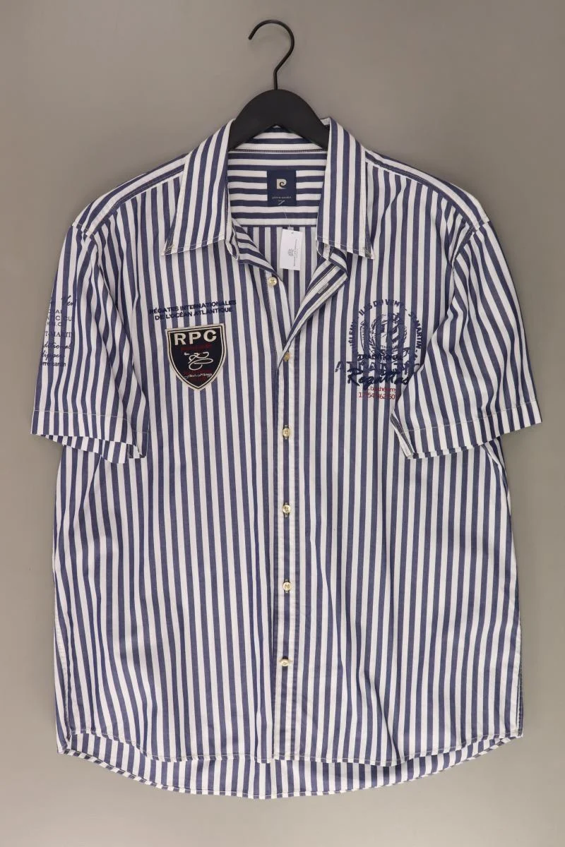Pierre Cardin Kurzarmhemd für Herren Gr. XL gestreift blau aus Baumwolle