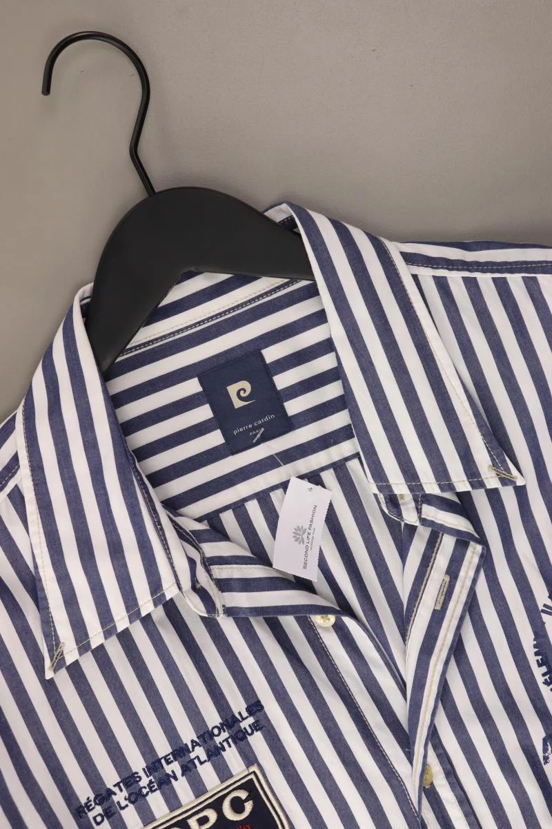 Pierre Cardin Kurzarmhemd für Herren Gr. XL gestreift blau aus Baumwolle