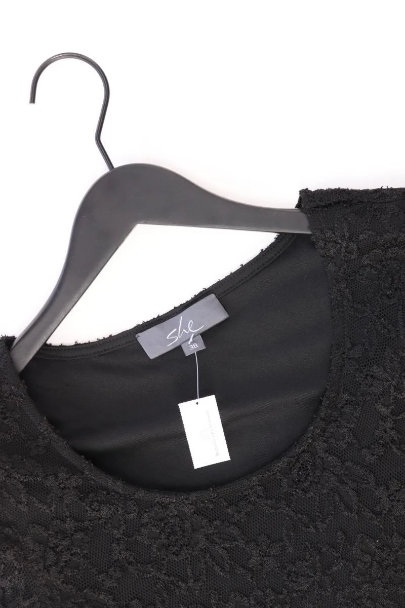 She Spitzenkleid Gr. 38 Langarm schwarz aus Polyester
