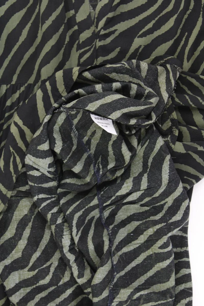 Made in Italy Kleid Gr. OneSize mit Tierdruck Langarm olivgrün aus Viskose