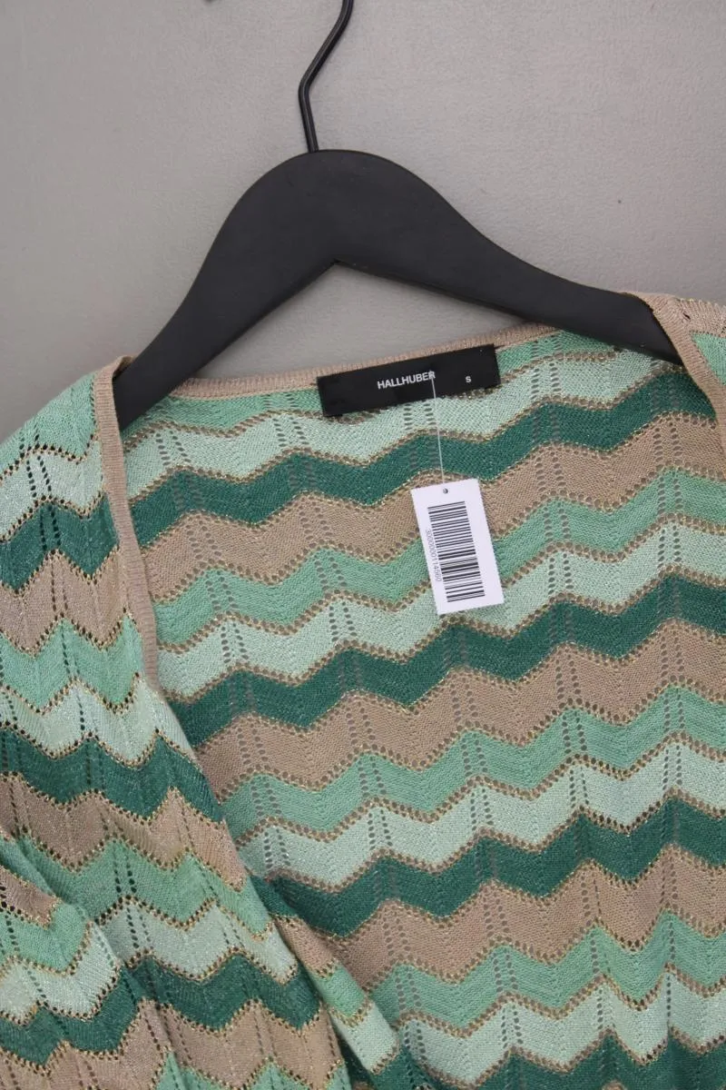 Hallhuber Strickjacke Gr. S gestreift Langarm mit Glitzer grün aus Viskose