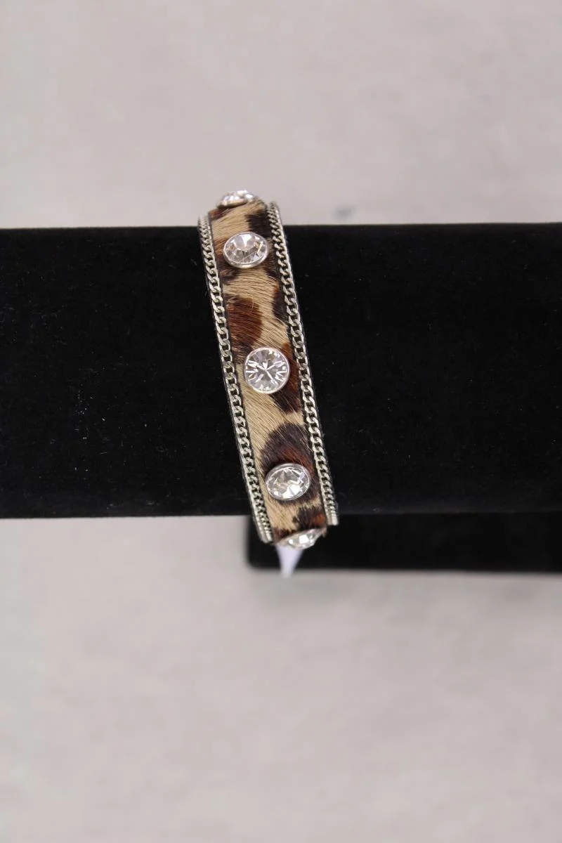 Bibi Armband mit Tierdruck braun