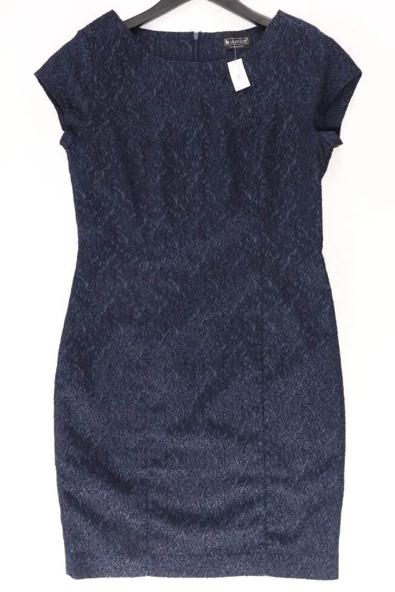 Laura Scott Abendkleid Gr. 38 Kurzarm blau aus Polyester