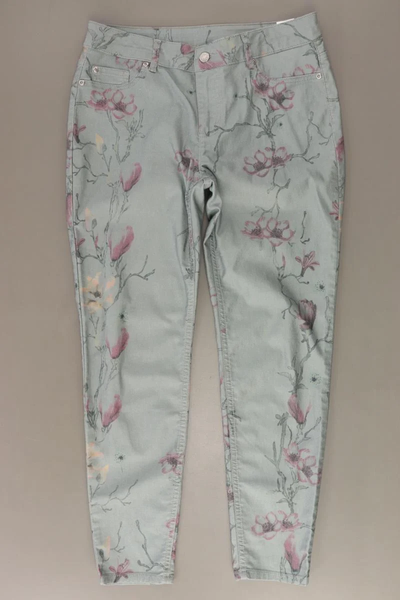 Lascana Hose Gr. 40 mit Blumenmuster grün aus Baumwolle