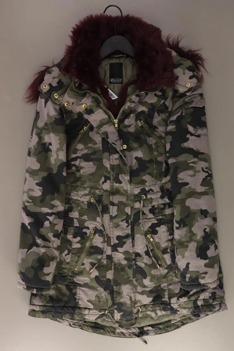 Laura Scott Kapuzenmantel Gr. 38 camouflage olivgrün aus Baumwolle