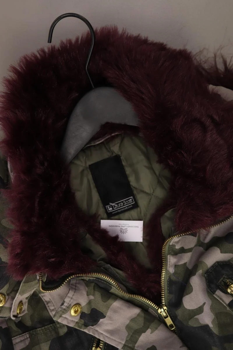 Laura Scott Kapuzenmantel Gr. 38 camouflage olivgrün aus Baumwolle