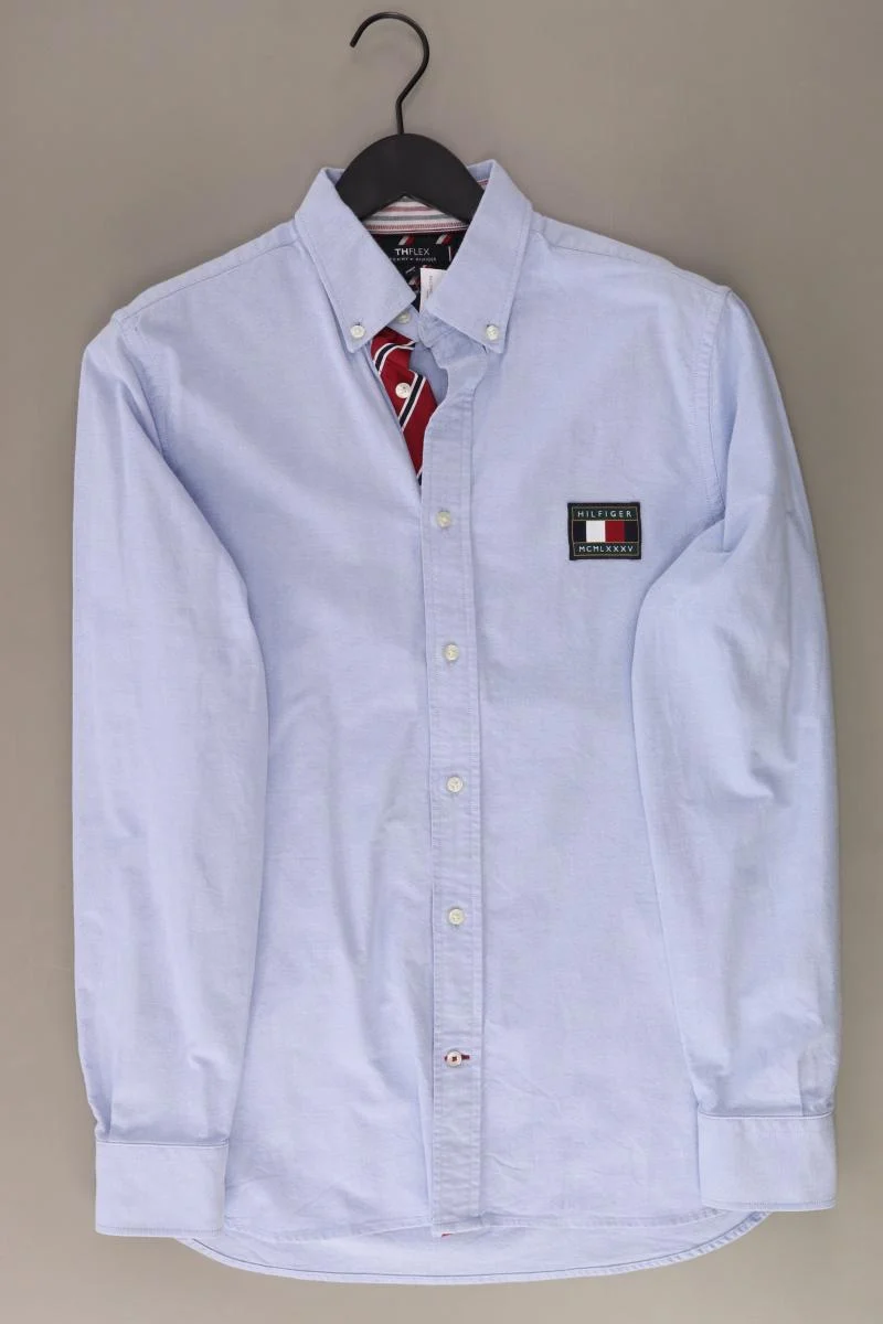 Tommy Hilfiger Langarmhemd für Herren Gr. S blau aus Baumwolle