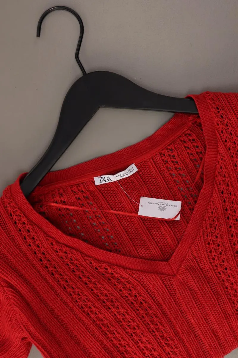 Zara Shirt mit V-Ausschnitt Gr. S rot aus Baumwolle