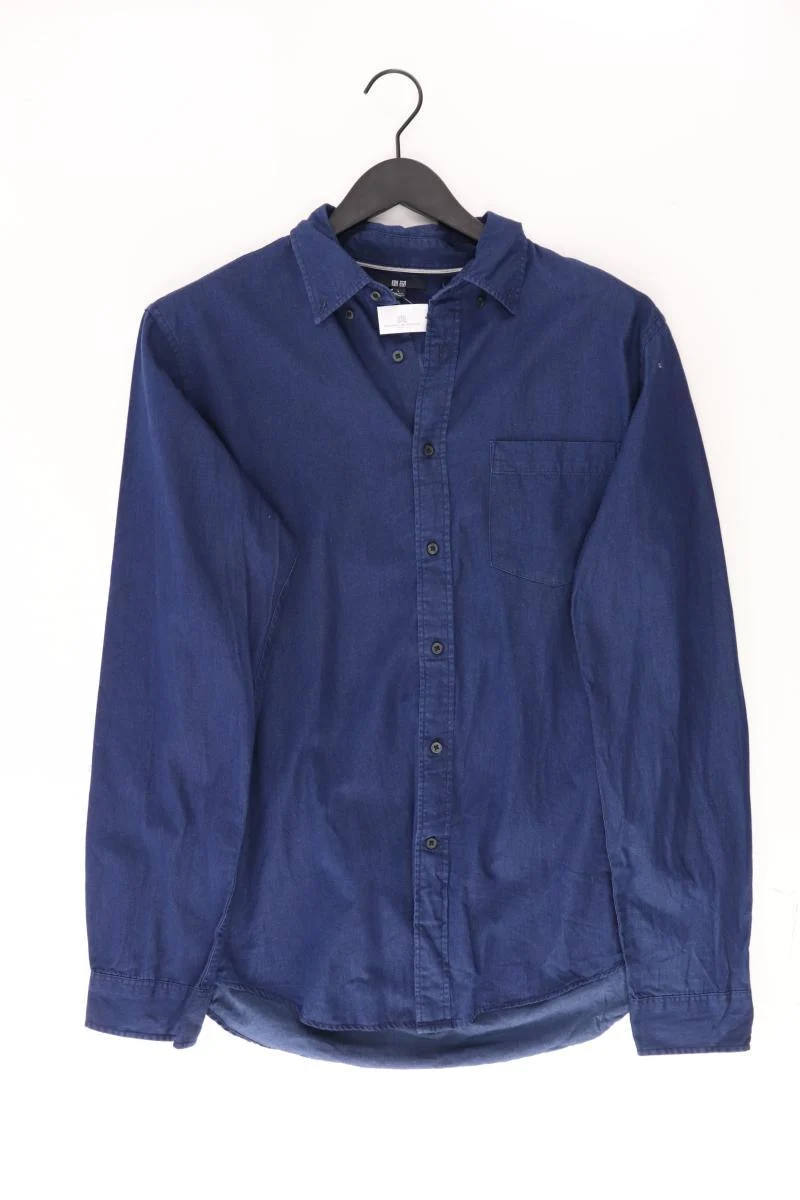 Uniqlo Langarmhemd für Herren Gr. L blau aus Baumwolle