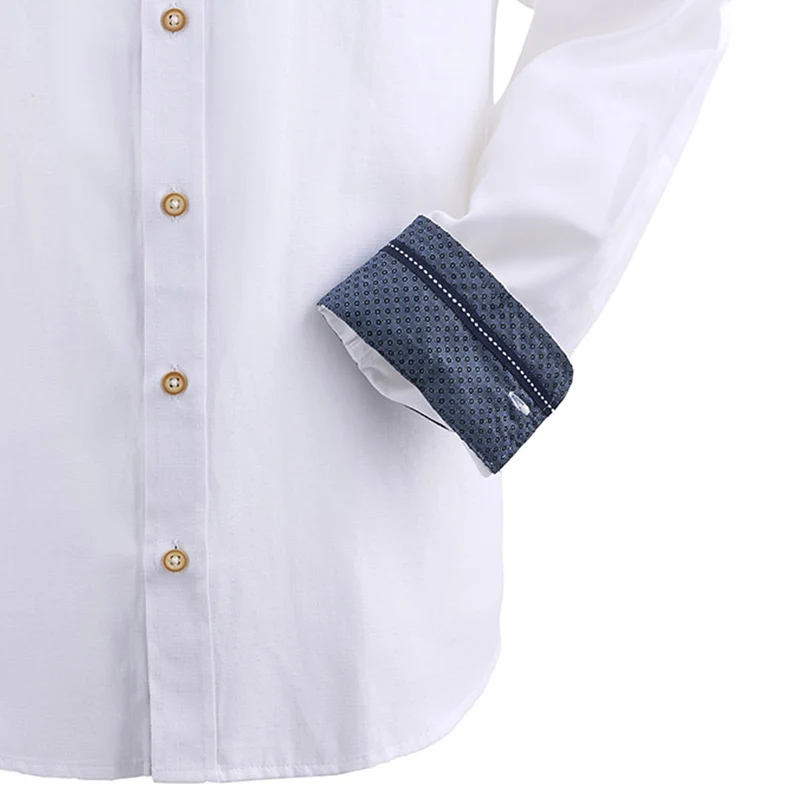 Trachtenhemd Weiss Blau Stehkragen