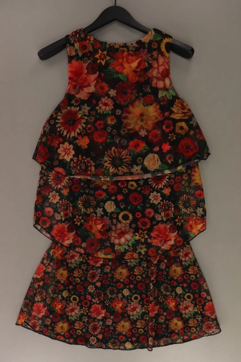 Desigual Trägerkleid Gr. S mit Blumenmuster Ärmellos orange aus Polyester