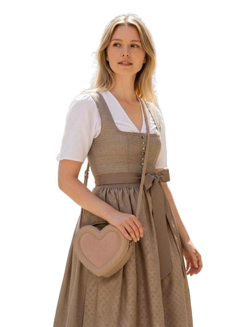 Ostwald Kalbsleder-Handtasche Heart Beige