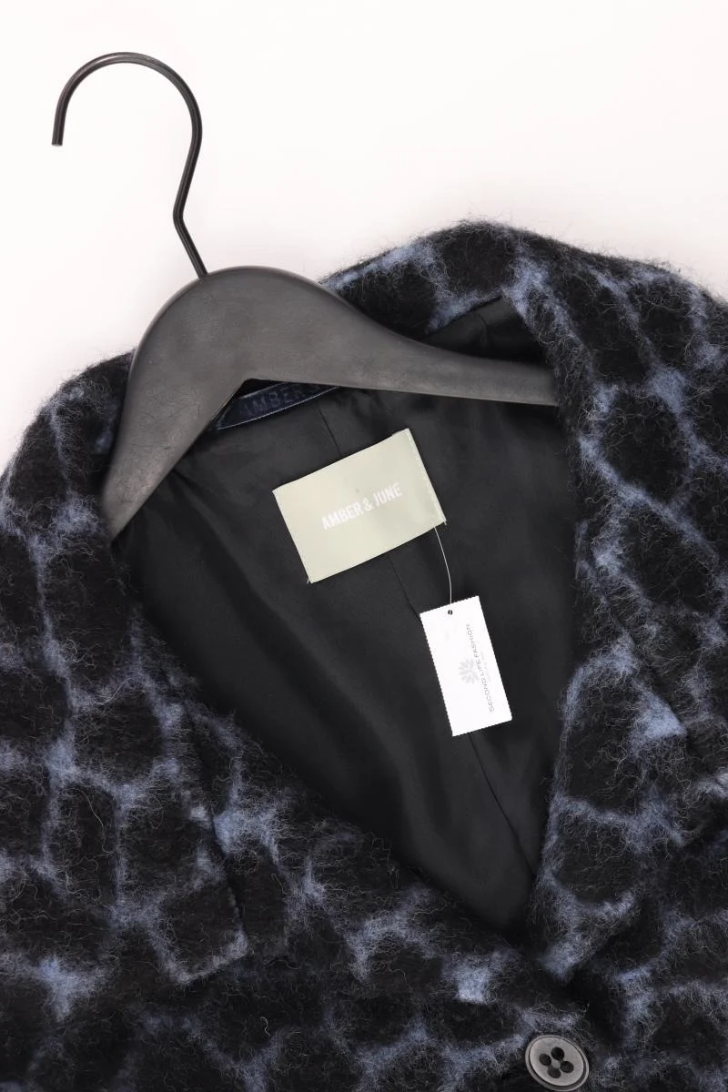 Amber & June Wollmantel Gr. 42 mit Tierdruck neuwertig blau