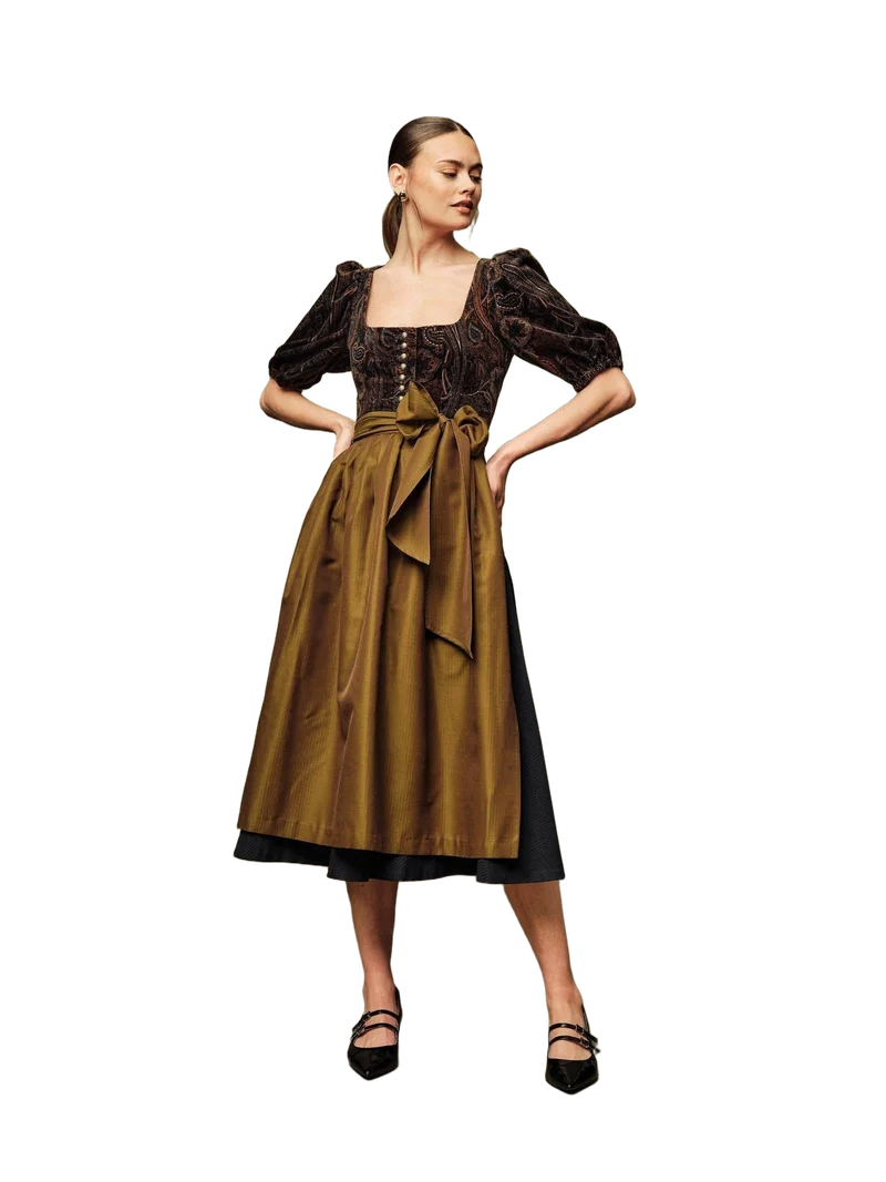Cocovero Samt-Dirnd Paula Paisly Gold
