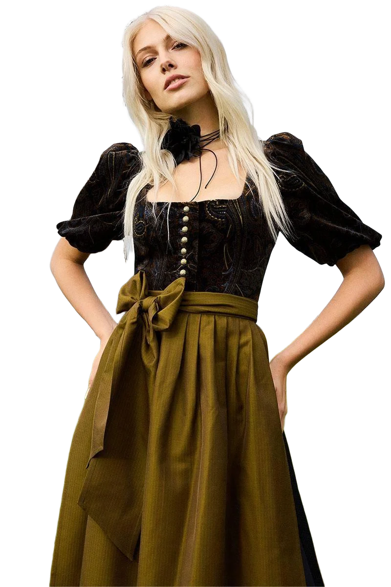Cocovero Samt-Dirnd Paula Paisly Gold