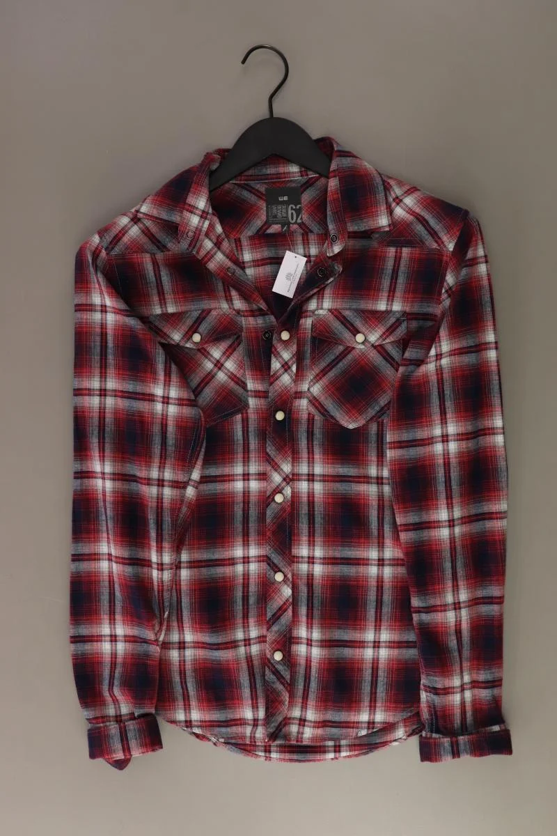 WE Fashion Karohemd für Herren Gr. XS kariert Langarm rot aus Baumwolle