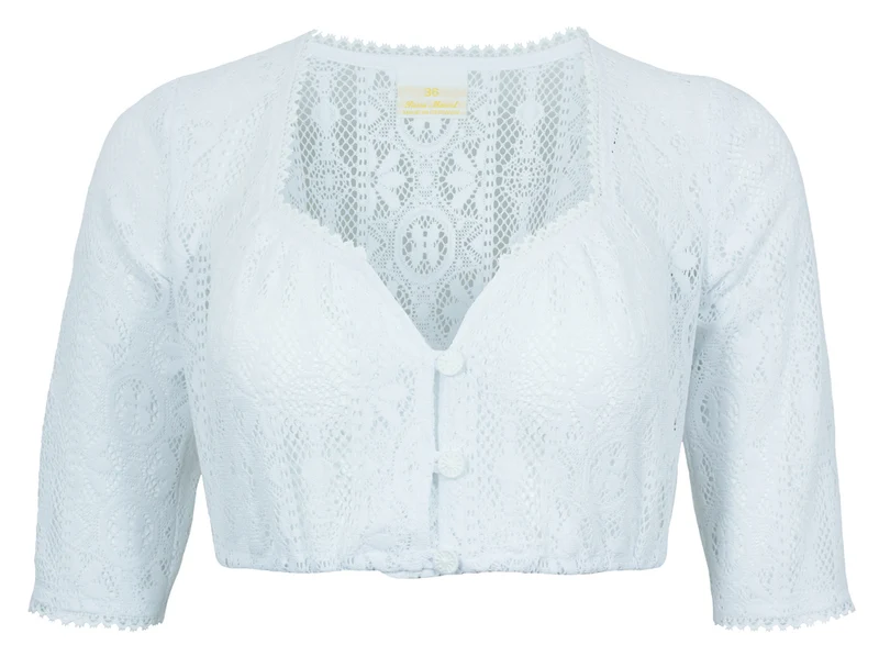 Pierre Marcel Damen Halbarm Spitzen Dirndlbluse Josy mit Herzausschnitt - Weiß