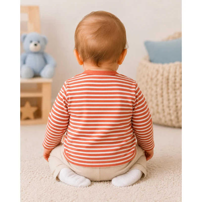 BONDI Baby Langarmshirt "Safari" 93966 | stripe terra white