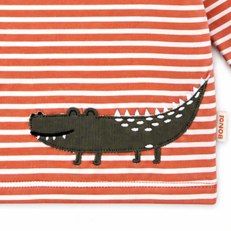 BONDI Baby Langarmshirt "Safari" 93966 | stripe terra white