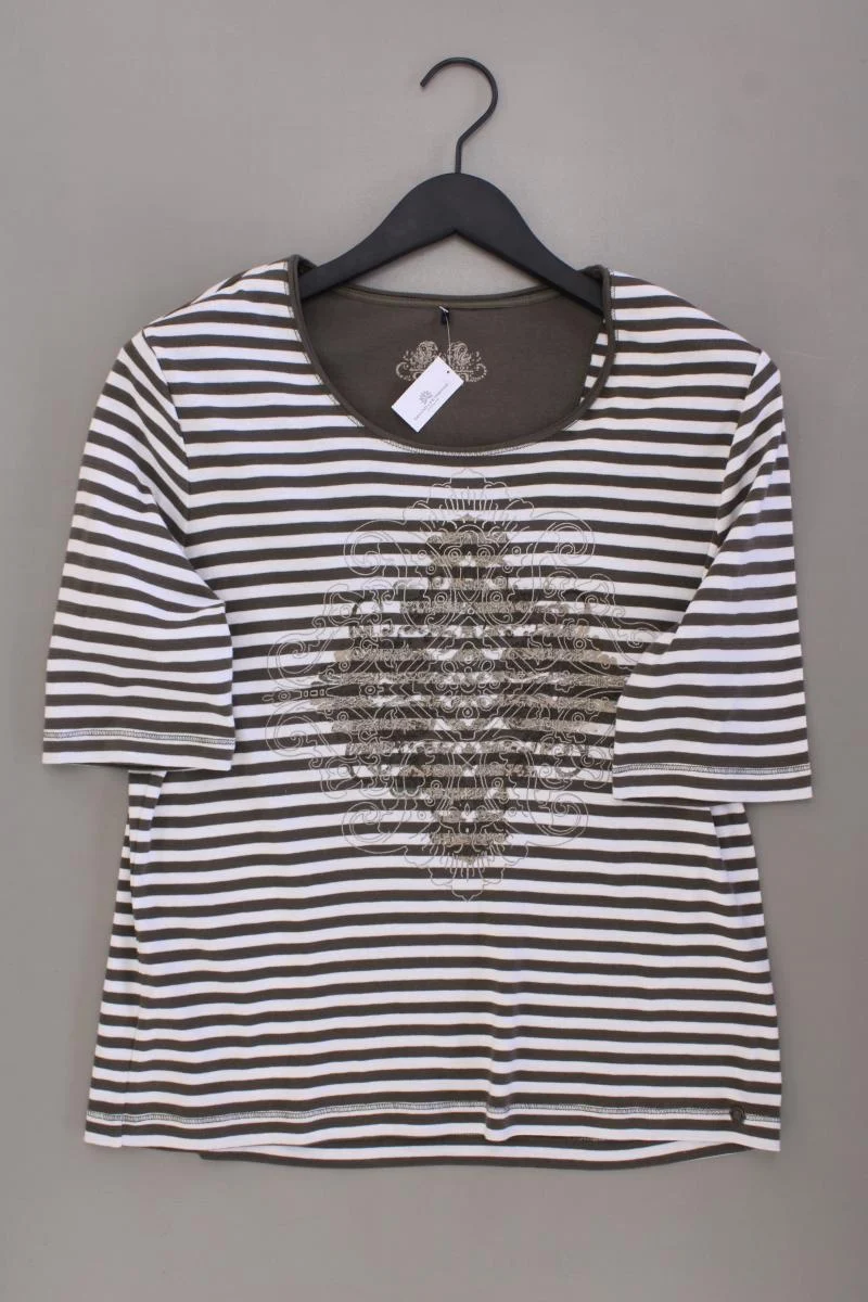 olsen Printshirt Gr. 44 gestreift Kurzarm olivgrün