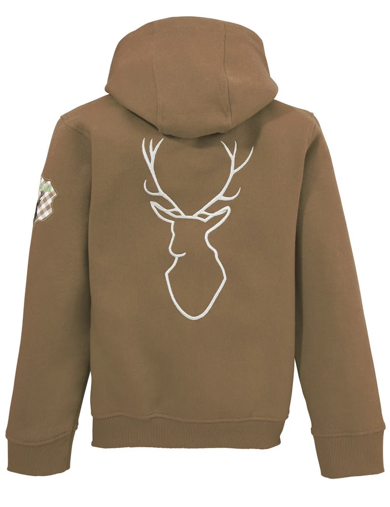 Isar-Trachten Kapuzenjacke für Kinder 57301 | Sweatjacke Berber Braun