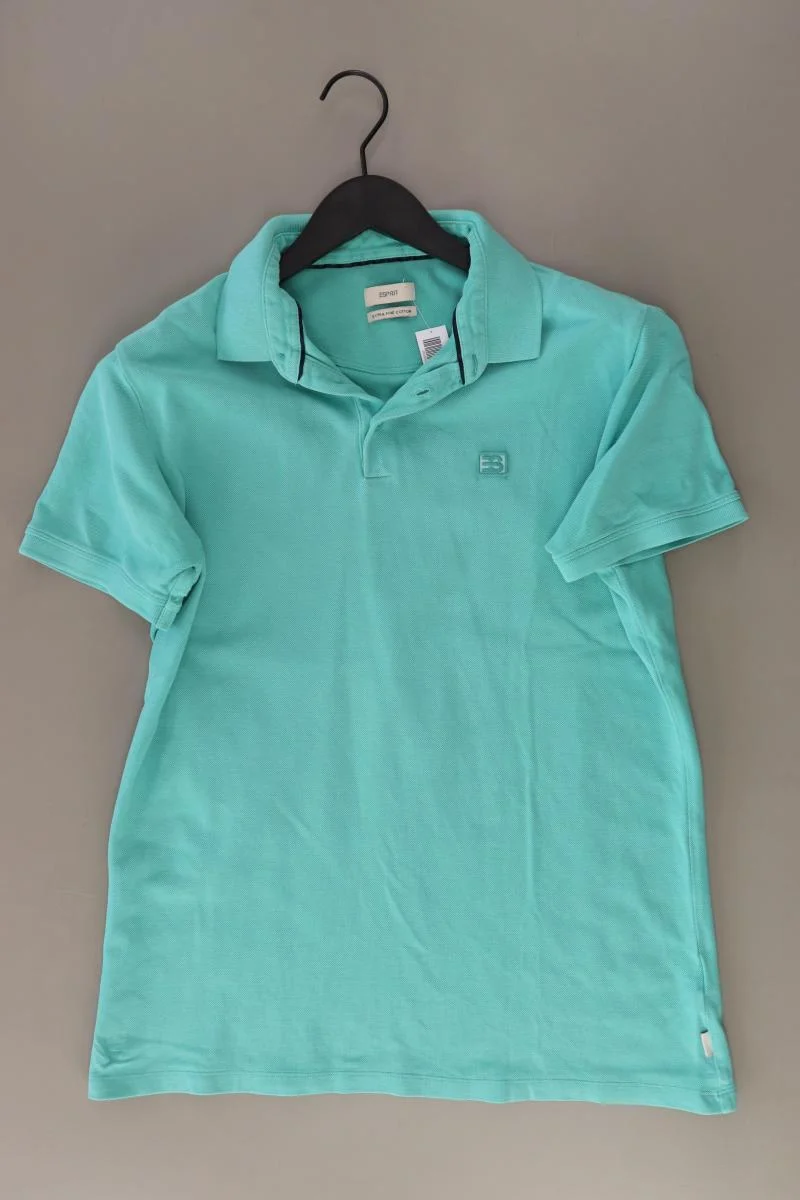 Esprit Poloshirt für Herren Gr. L Kurzarm türkis aus Baumwolle