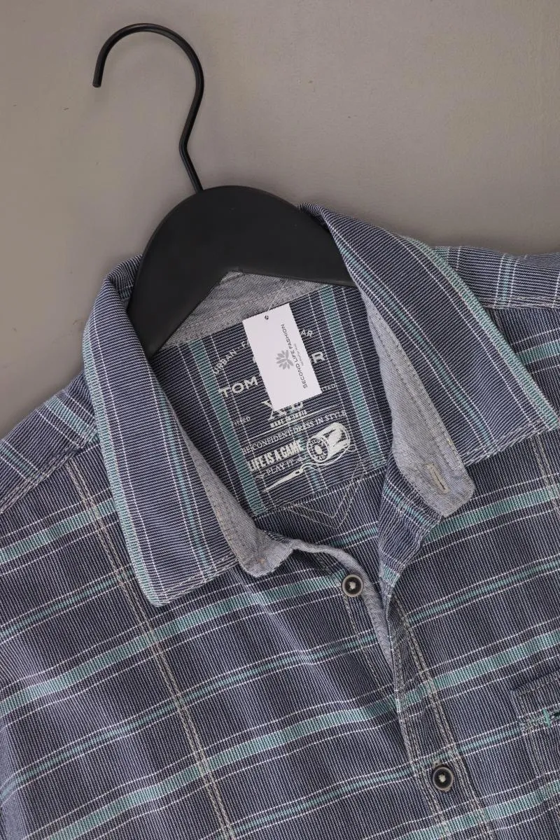 Tom Tailor Karohemd für Herren Gr. XL kariert Kurzarm blau aus Baumwolle