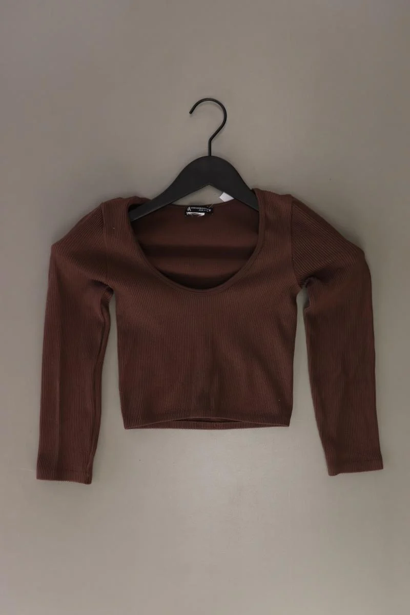 Zara Cropped Shirt Gr. XS/s 3/4 Ärmel braun aus Polyester