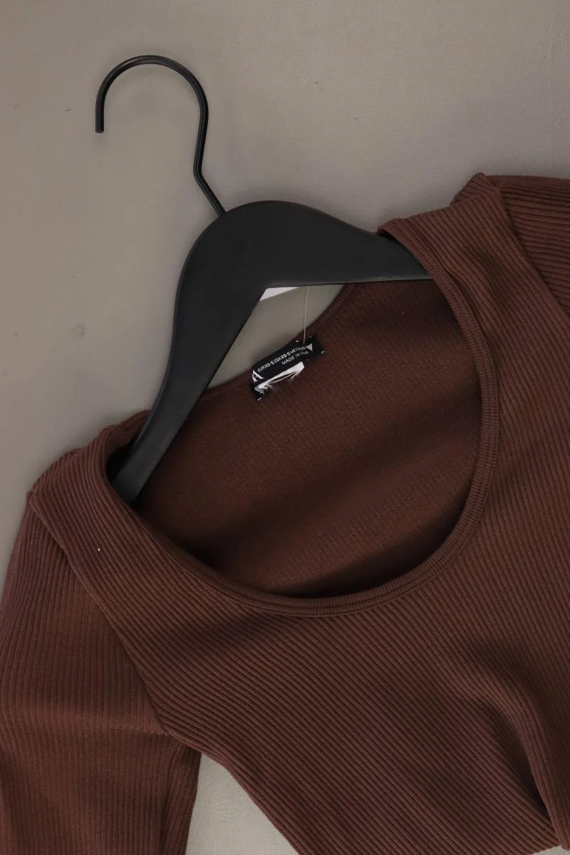 Zara Cropped Shirt Gr. XS/s 3/4 Ärmel braun aus Polyester