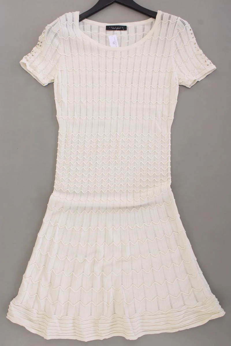 Twin Set Strickkleid Gr. 40 neuwertig Kurzarm mit Nieten creme aus Viskose
