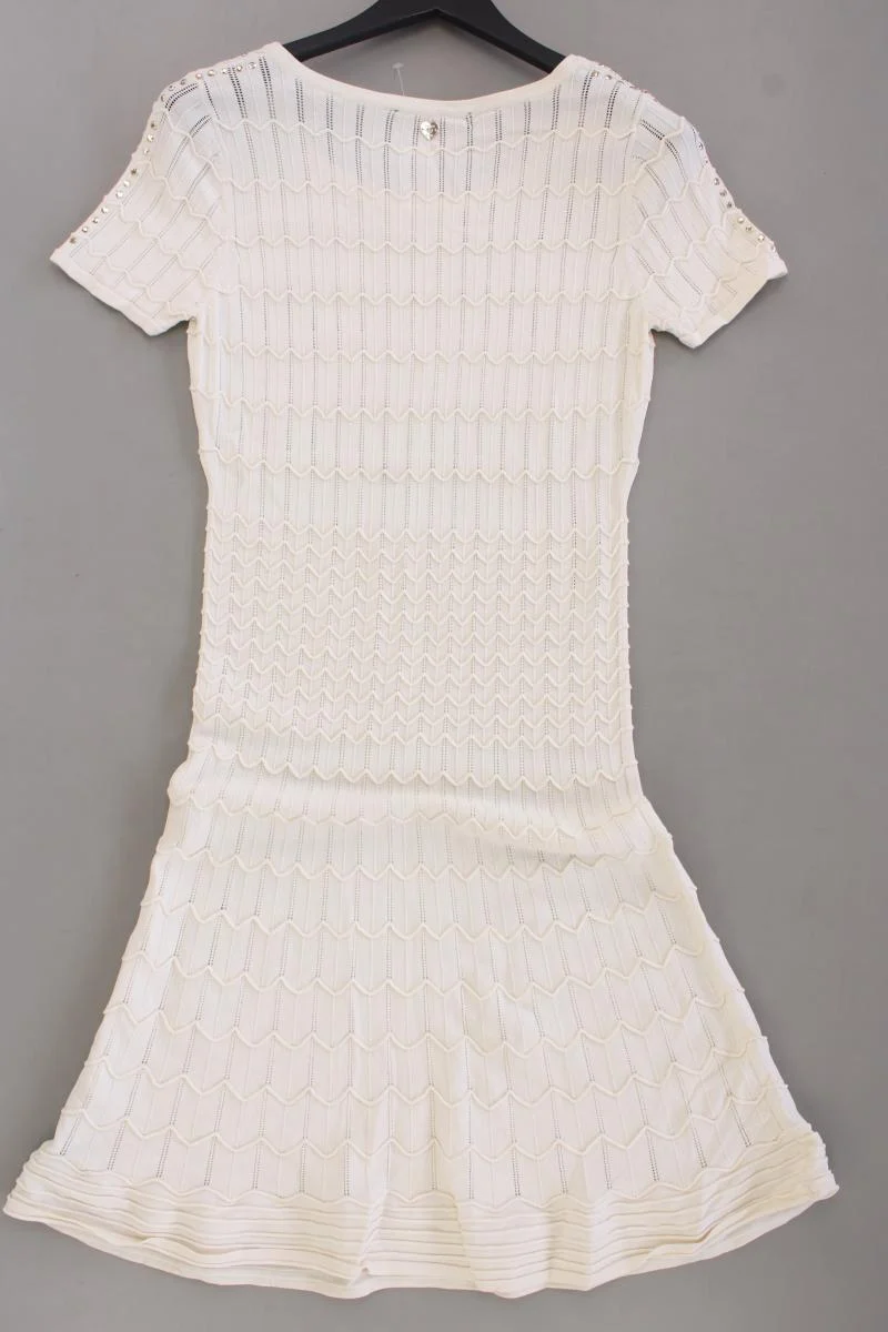 Twin Set Strickkleid Gr. 40 neuwertig Kurzarm mit Nieten creme aus Viskose