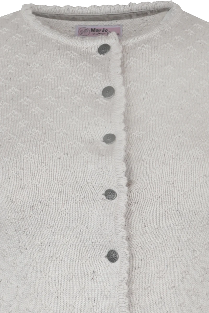 Damen Trachten-Strickjacke mit Blütenstruktur - beige melange
