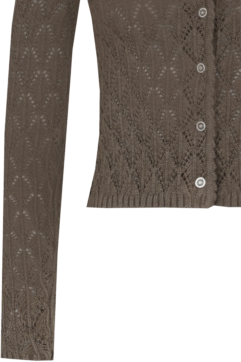 Damen Dirndljacke mit Ajourmuster und Strassknöpfen - teak