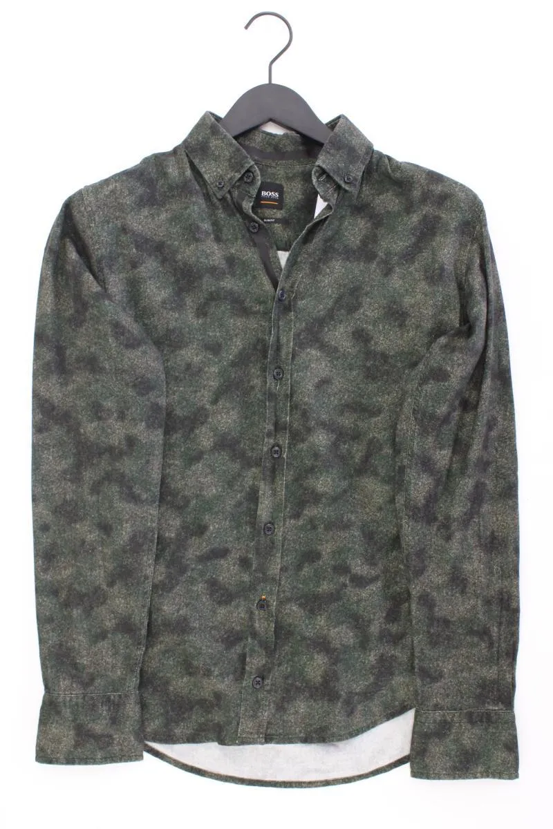 BOSS by Hugo Boss Langarmhemd für Herren Gr. S camouflage olivgrün aus Baumwolle