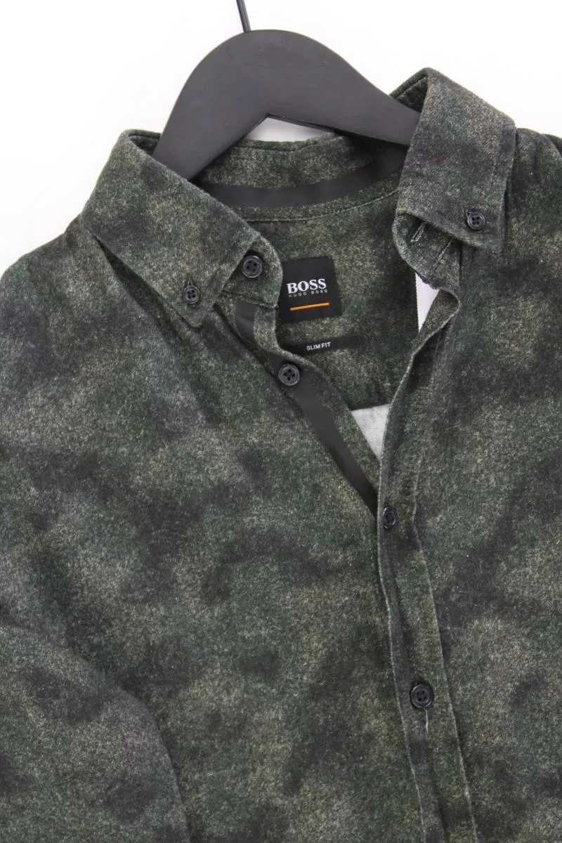 BOSS by Hugo Boss Langarmhemd für Herren Gr. S camouflage olivgrün aus Baumwolle