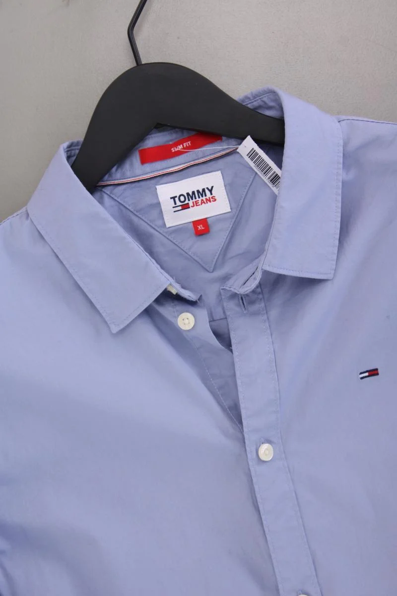Tommy Jeans Langarmhemd für Herren Gr. XL blau aus Baumwolle