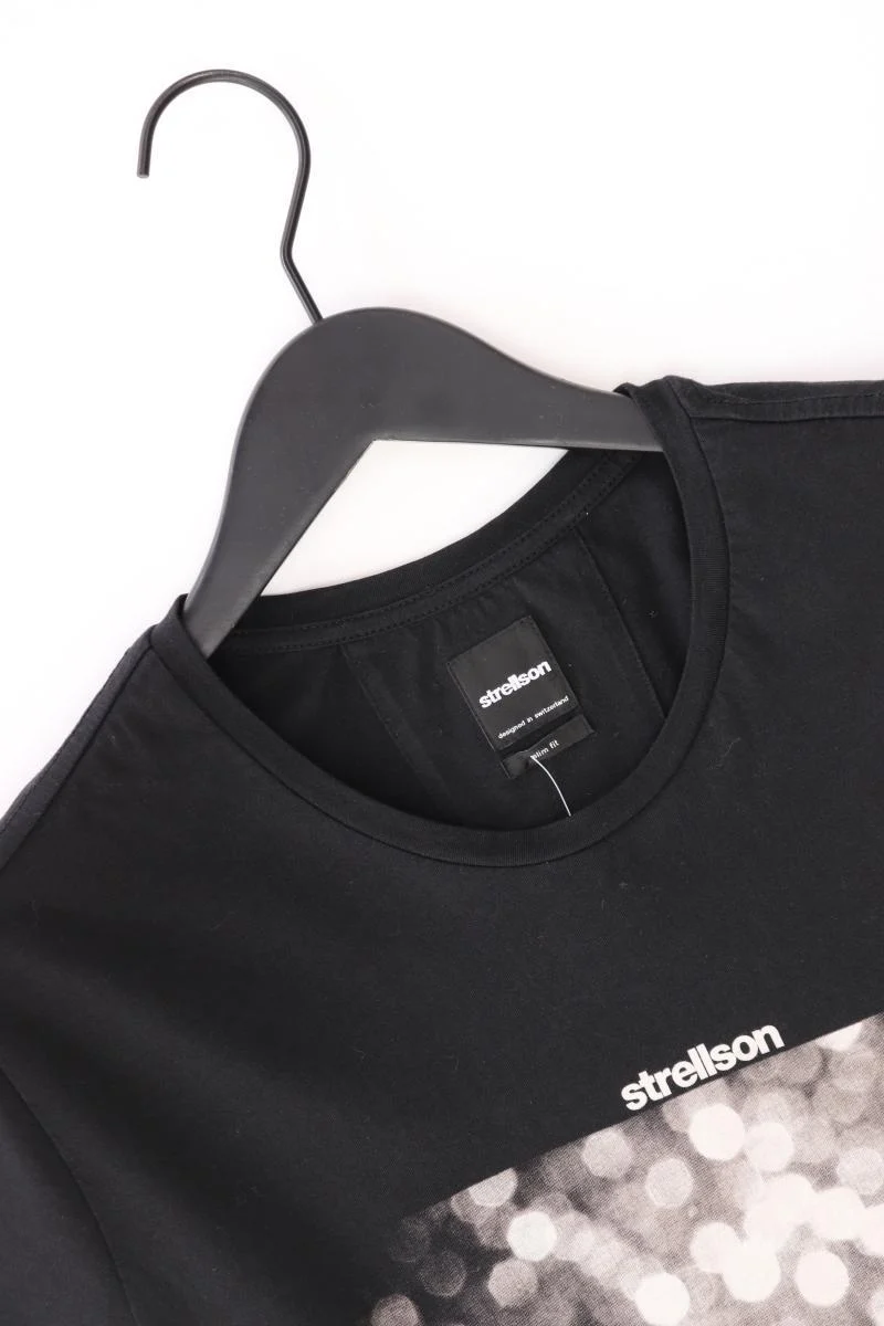 Strellson Printshirt für Herren Gr. L Kurzarm schwarz aus Baumwolle