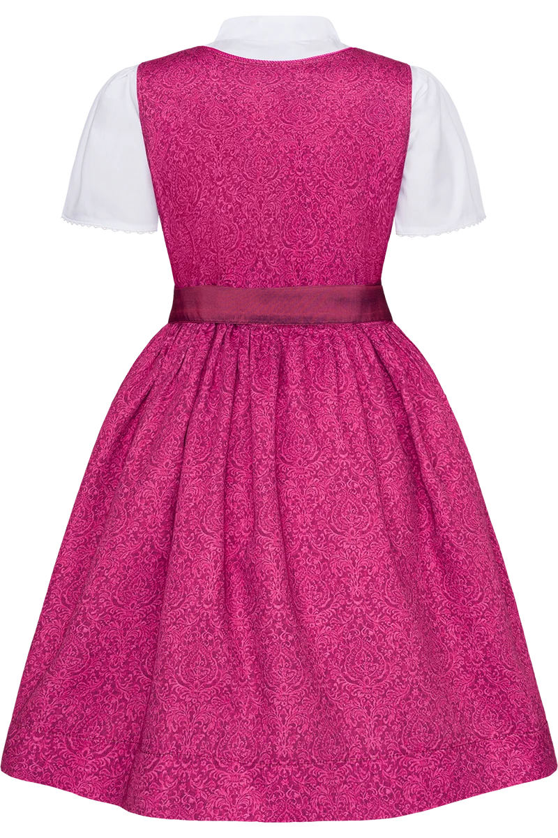 Baumwoll-Kinderdirndl gemustert mit Bluse - pink
