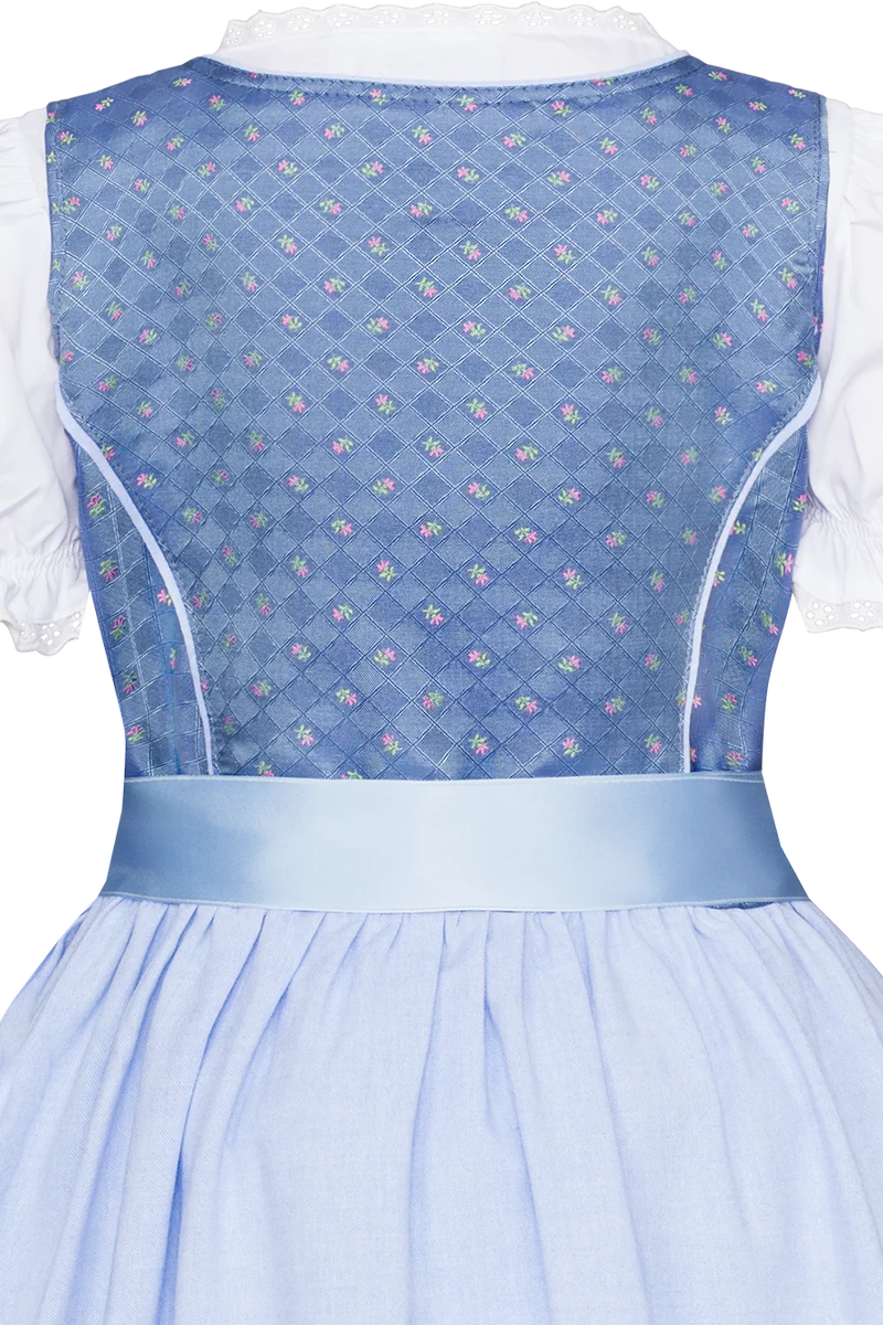 Kinderdirndl mit Blumenmuster und Puffärmel-Bluse - blau