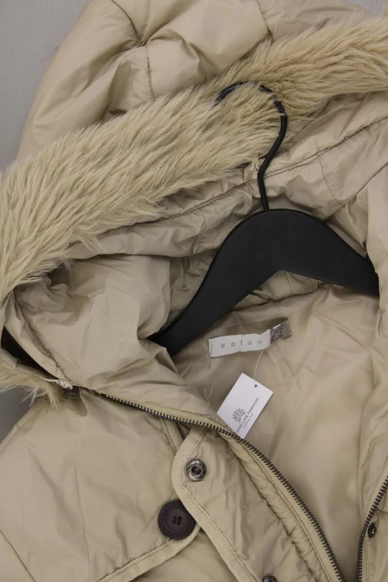 Koton Kapuzenjacke Gr. 34 mit Gürtel creme aus Polyamid