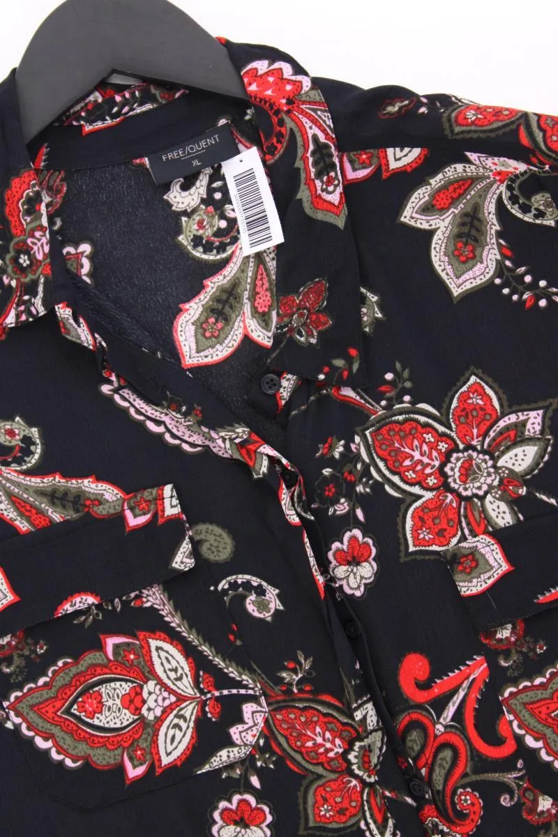 Free/Quent Kurzarmkleid Gr. XL mit Blumenmuster schwarz aus Polyester