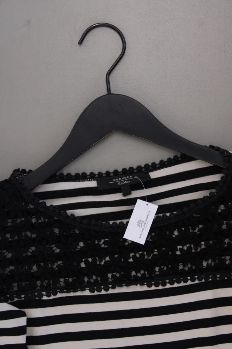 Weekend Max Mara Ringelshirt Gr. M gestreift 3/4 Ärmel schwarz aus Baumwolle