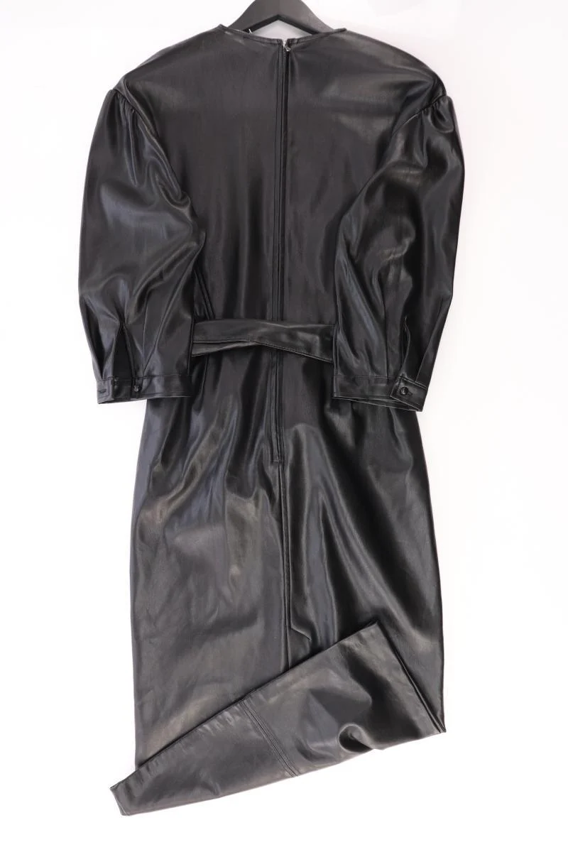 Zara Kunstlederkleid Gr. M neuwertig mit Gürtel 3/4 Ärmel schwarz