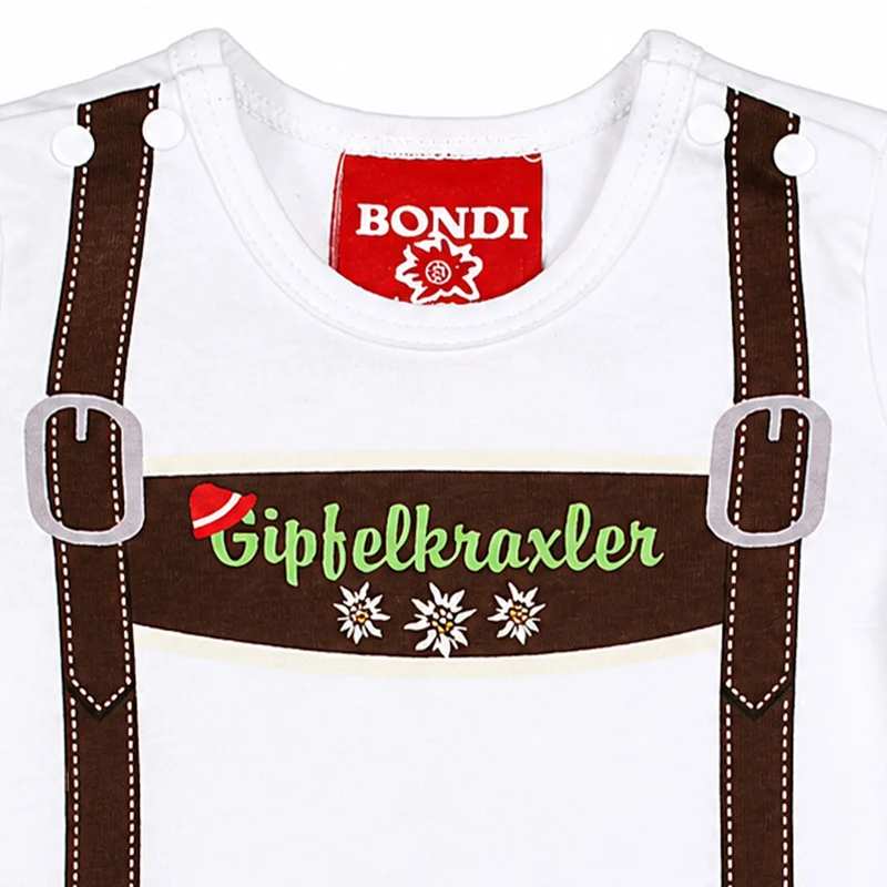 BONDI Baby Body Lederhose "Gipfelkraxler" 905090 | Weiß Braun