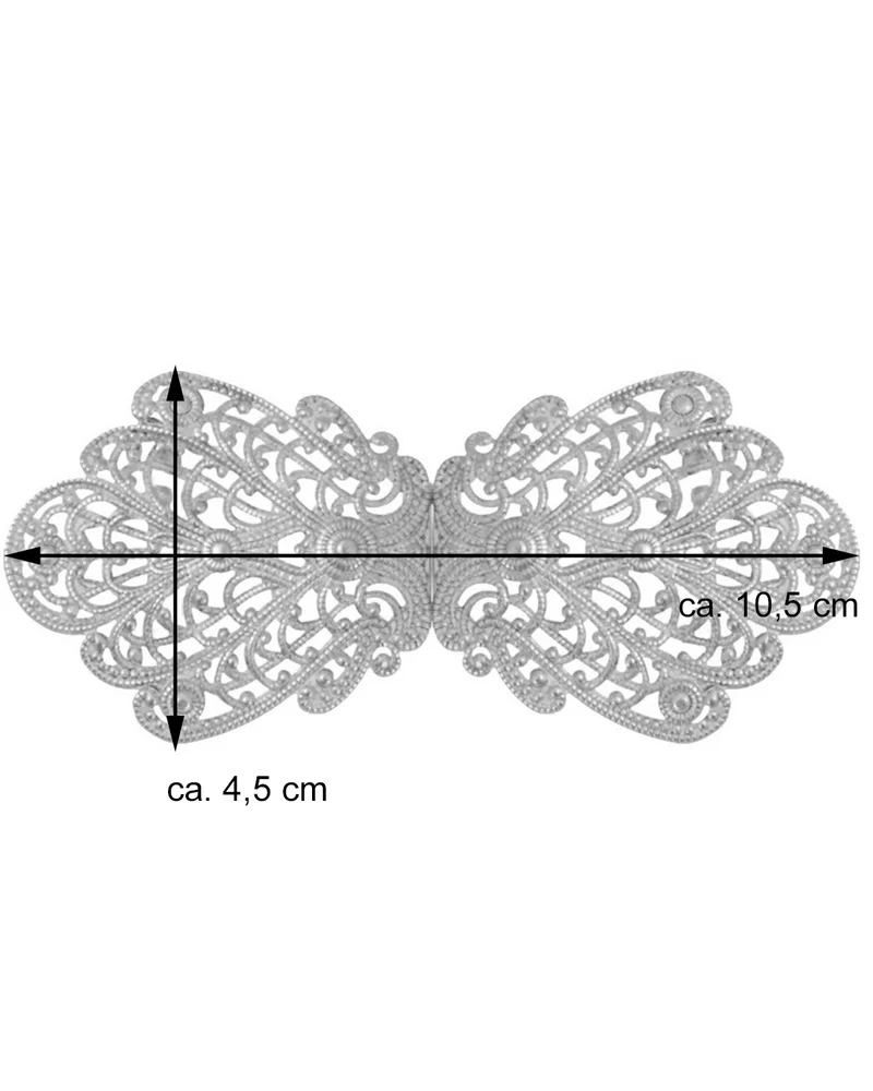 Dirndlschürzenschließe "Alika" mit Ornamentmuster 51486 - Stegbreite 3 cm | Altsilber matt