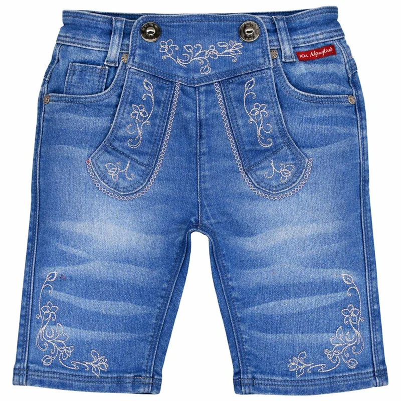 BONDI Mädchen Trachten Jeans Bermuda Hose 26087 | Blue Denim