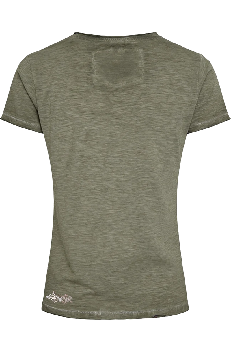 Damen Trachtenshirt mit Hennenmotiv und Pailletten - dunkelgrün