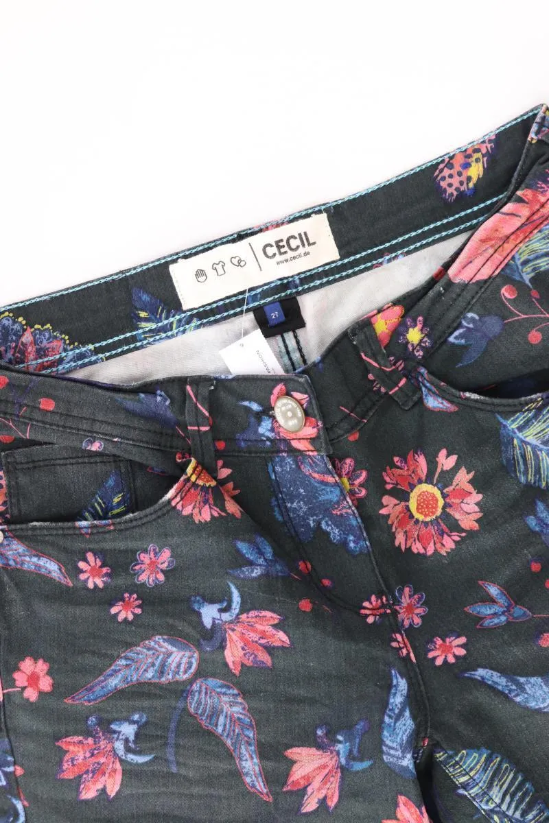 Cecil Five-Pocket-Hose Gr. W27 mit Blumenmuster mehrfarbig aus Baumwolle